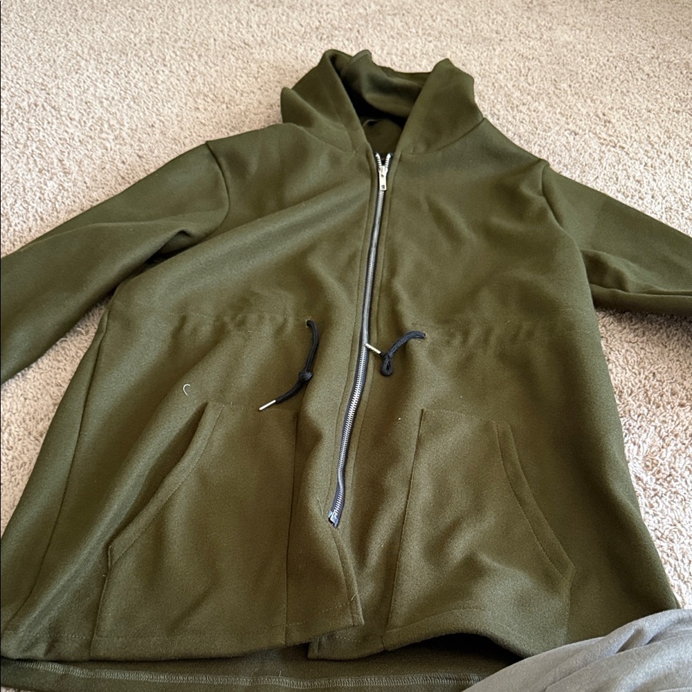 Amazon Olive Green Pea Coat Jacket